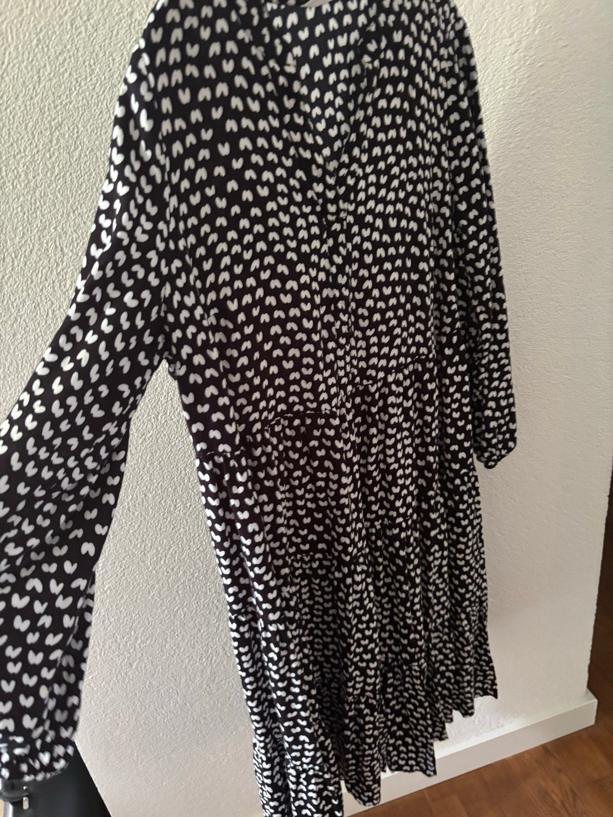 Zwart-witte A-lijn jurk met print, maat 48 ulla popken, Zwart, Maat 46/48 (XL) of groter, Ophalen of Verzenden, Zo goed als nieuw