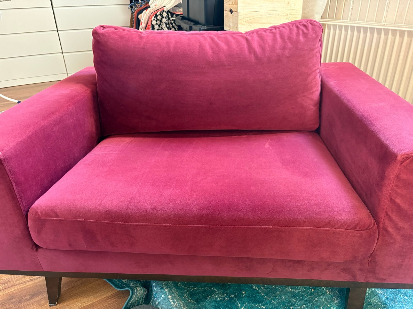 bordeauxrode fauteuil - Torino Loveseat, Huis en Inrichting, Fauteuils, Ophalen, Gebruikt, 75 tot 100 cm, 100 tot 125 cm