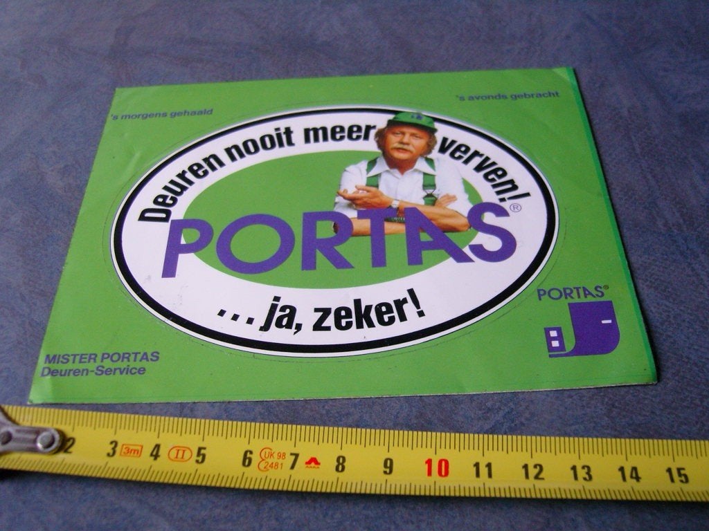 sticker PORTAS Deuren nooit meer verven !, Verzamelen, Ophalen of Verzenden, Zo goed als nieuw