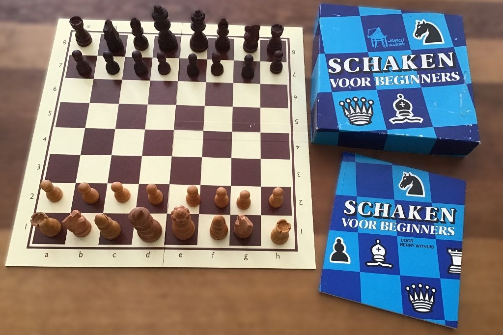 Schaken voor Beginners - Avro, cursusboek bord en stukken, Ophalen of Verzenden, Minder dan 500 stukjes, Gebruikt, Schaken