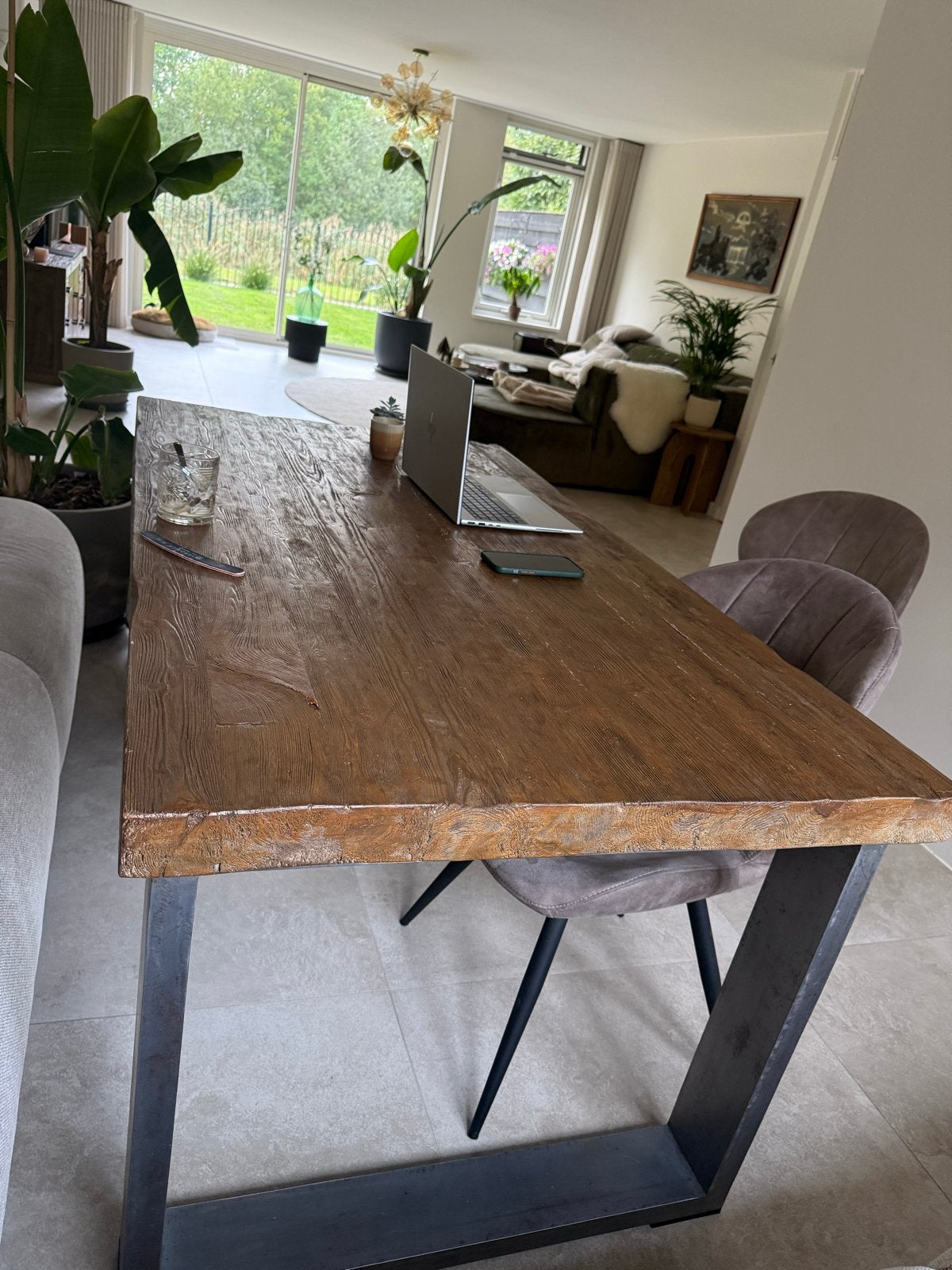 Eettafel Alezio (160x90) Pronto wonen met metalen onderstel, Huis en Inrichting, Ophalen, 50 tot 100 cm, Zo goed als nieuw, 150 tot 200 cm