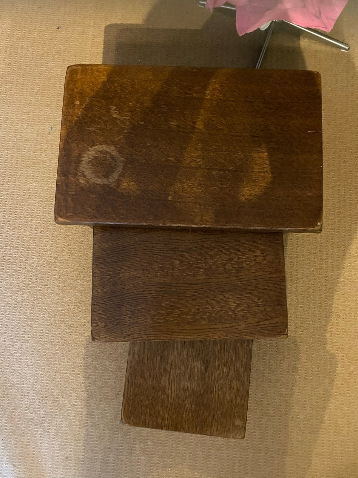 Set van 3 Vintage Houten Bijzettafels, Antiek en Kunst, Ophalen