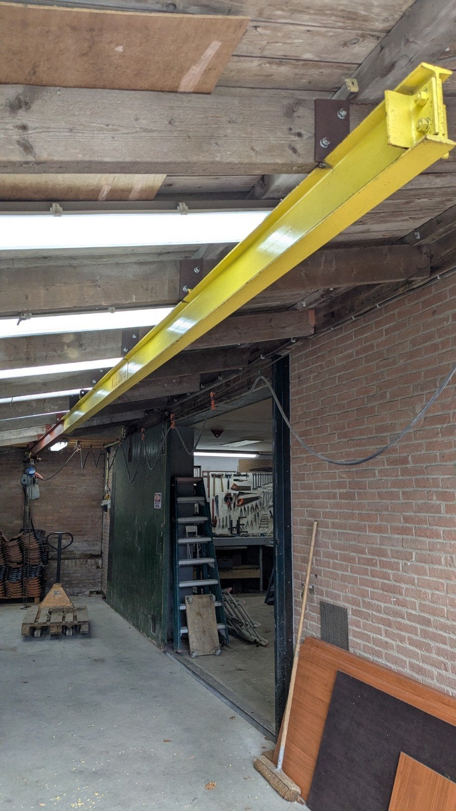 Kraanbaan 12 meter electrische takel 500kg, Doe-het-zelf en Verbouw, Lieren en Takels, Ophalen, Gebruikt