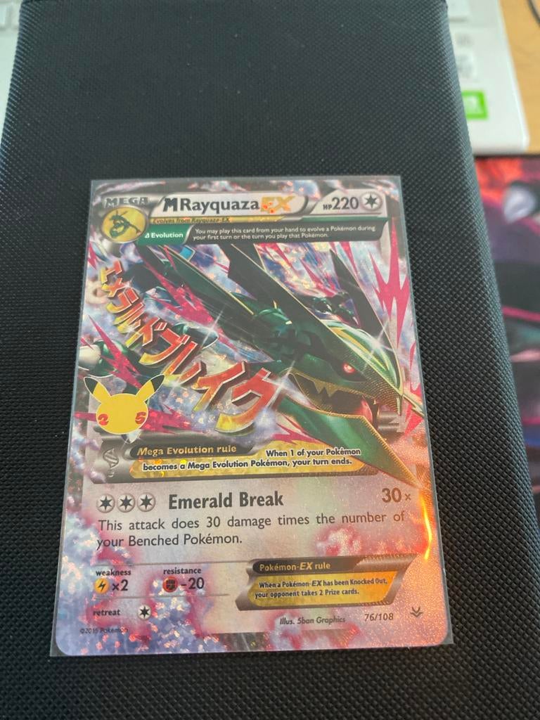 Pokémon Kaart: M Rayquaza EX (Celebrations 25th Anniversary), Ophalen of Verzenden, Zo goed als nieuw, Losse kaart, Foil