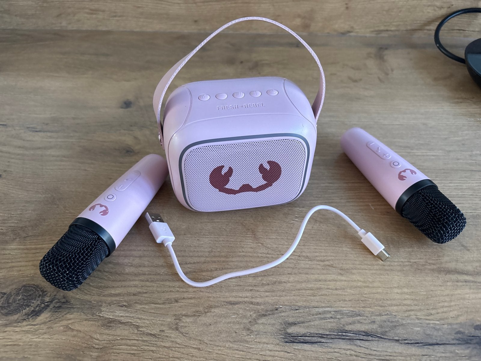 Roze Karaoke Setje met 2 Microfoons en Draagbare Speaker, Ophalen of Verzenden, Zo goed als nieuw, Complete set