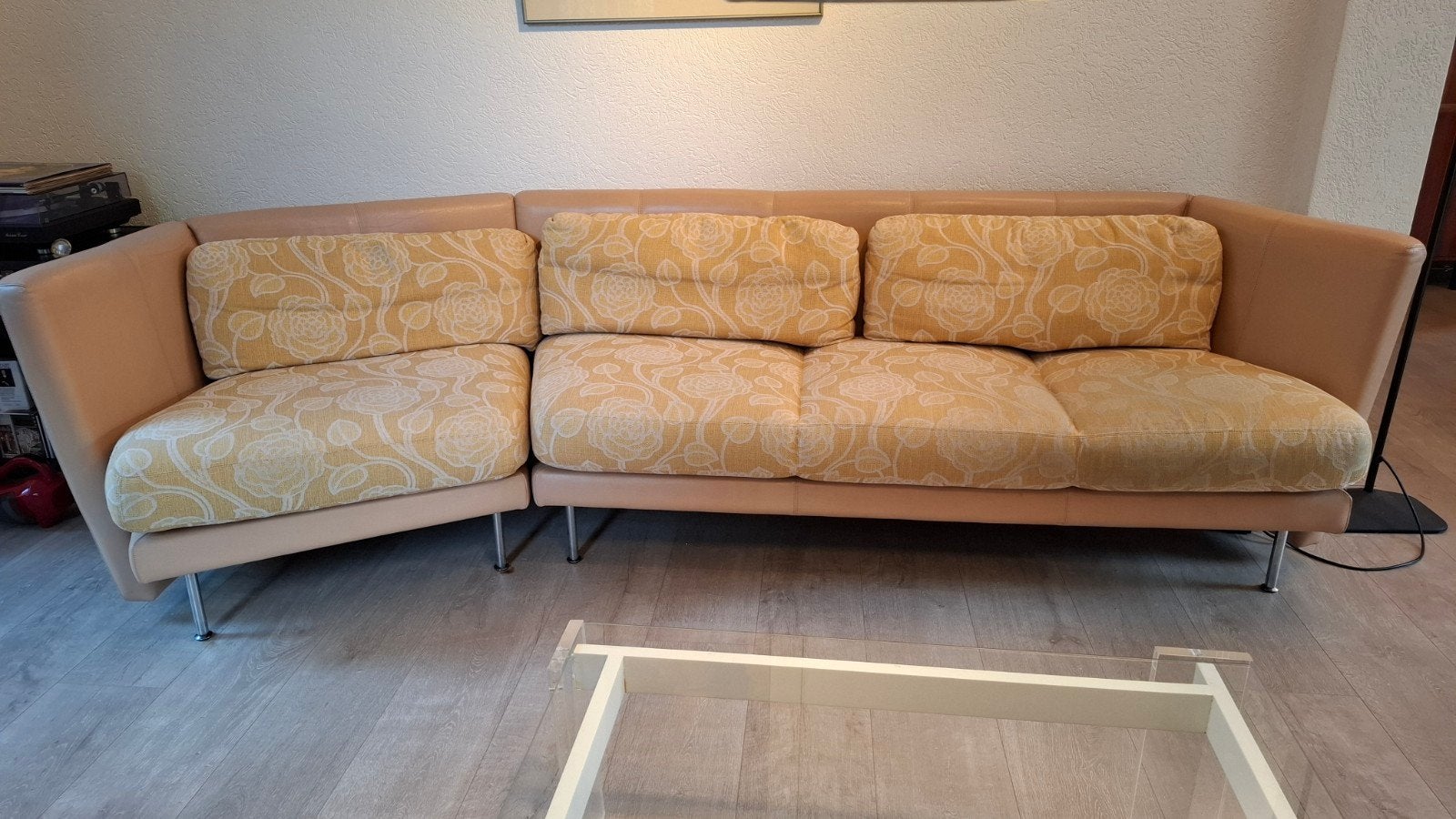 Leolux designbank met stoffen kussens, Ophalen, 250 tot 300 cm, Gebruikt, 75 tot 100 cm