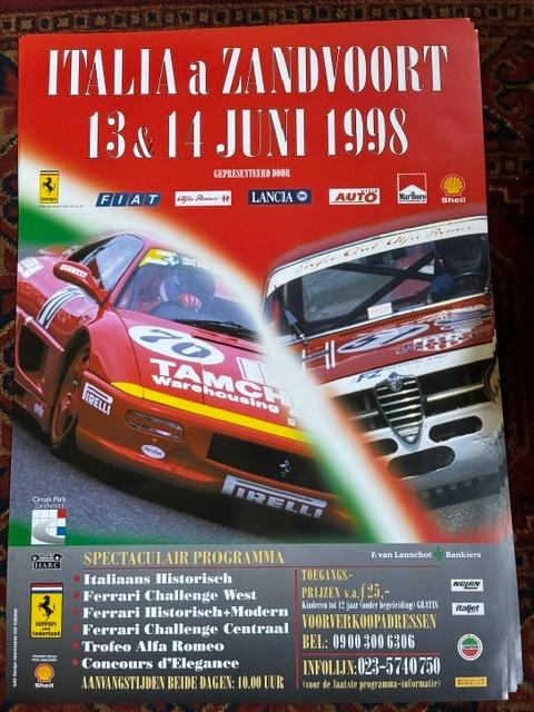 Originele Poster Italia a Zandvoort 1998, Verzamelen, Ophalen of Verzenden, Zo goed als nieuw, Auto's