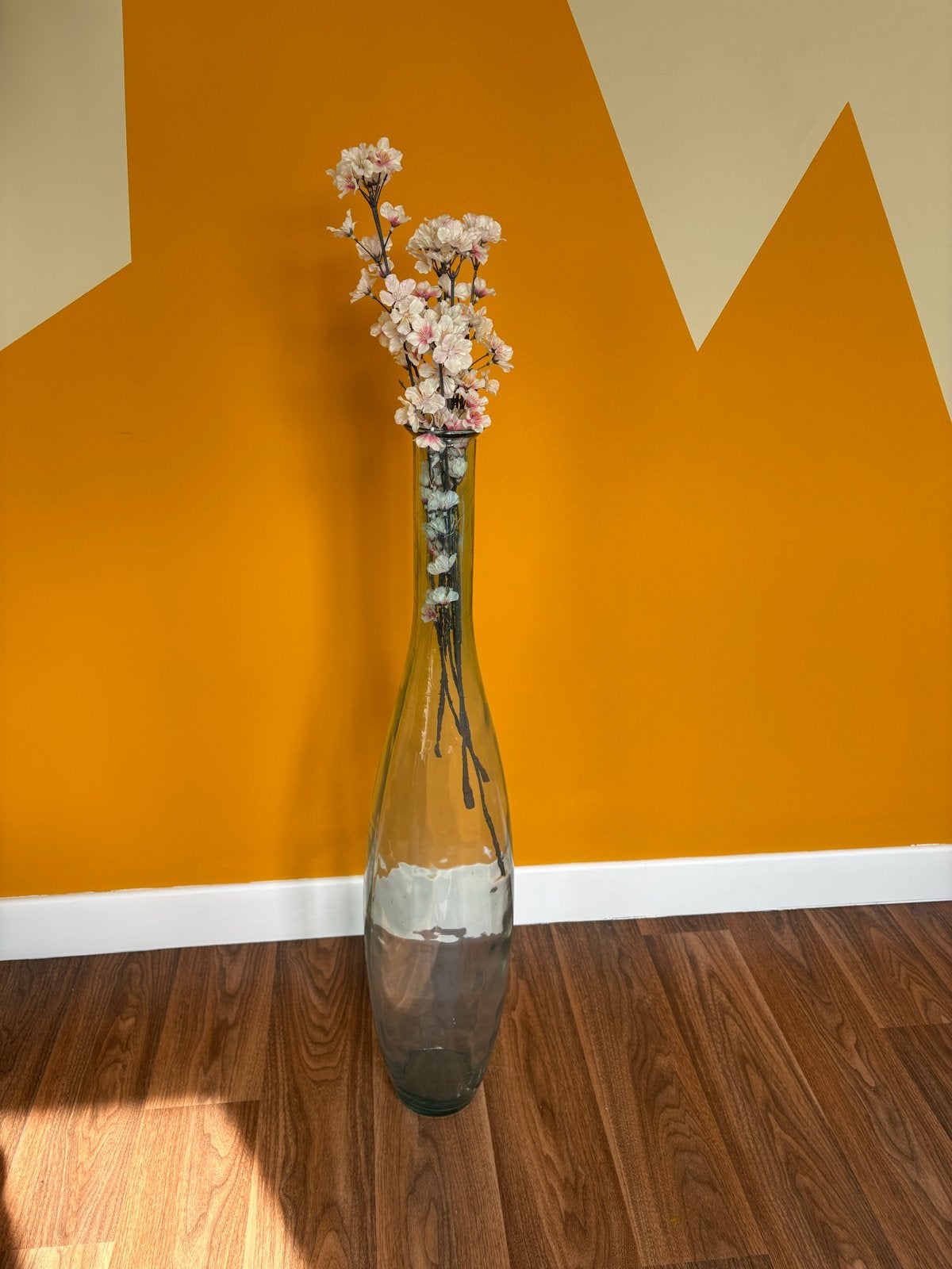 Grote glazen vaas - 101cm hoog, Ophalen, Transparant, Geschikt voor droogbloemen, 101 cm