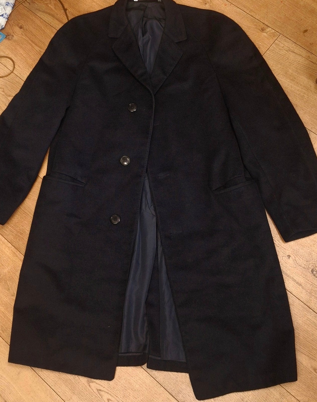 mantel herenjas wol House of England mt l/xl, Ophalen of Verzenden, Zo goed als nieuw, Maat 52/54 (L), Blauw