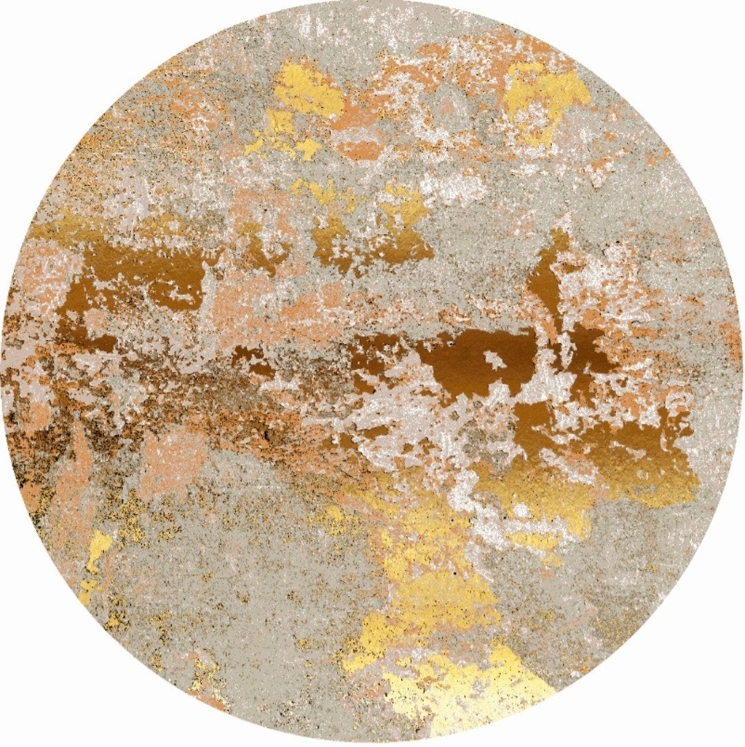 Rond tapijt Elena - Beige/Goud - Ø 240 cm, Ophalen, Modern, Abstract, Luxe, Rond, 200 cm of meer