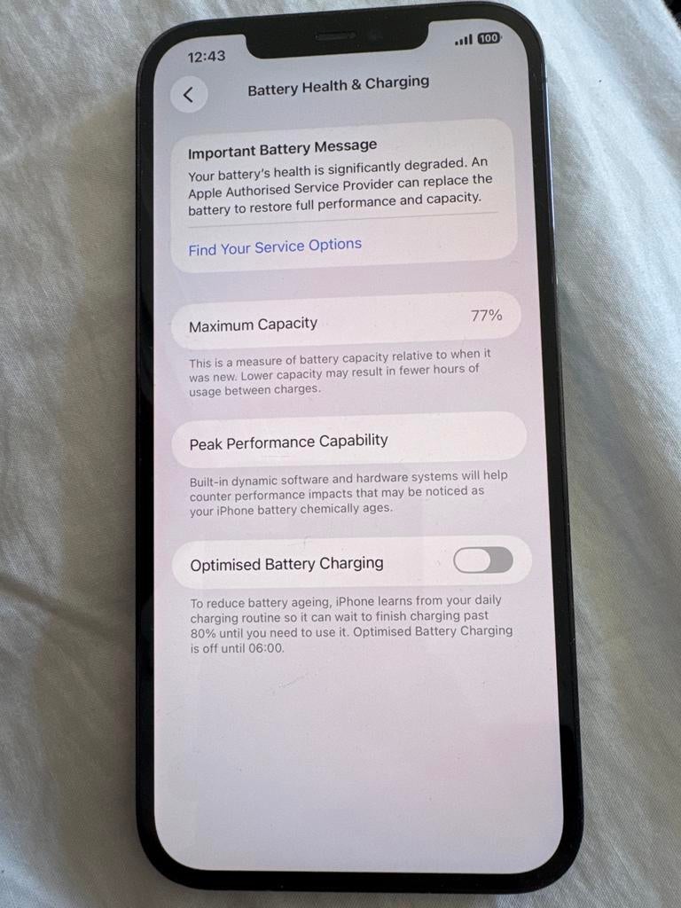 iPhone 12 Pro Max 256GB - Pacific Blue (77% batterij), 256 GB, Gebruikt, Blauw, 77 %