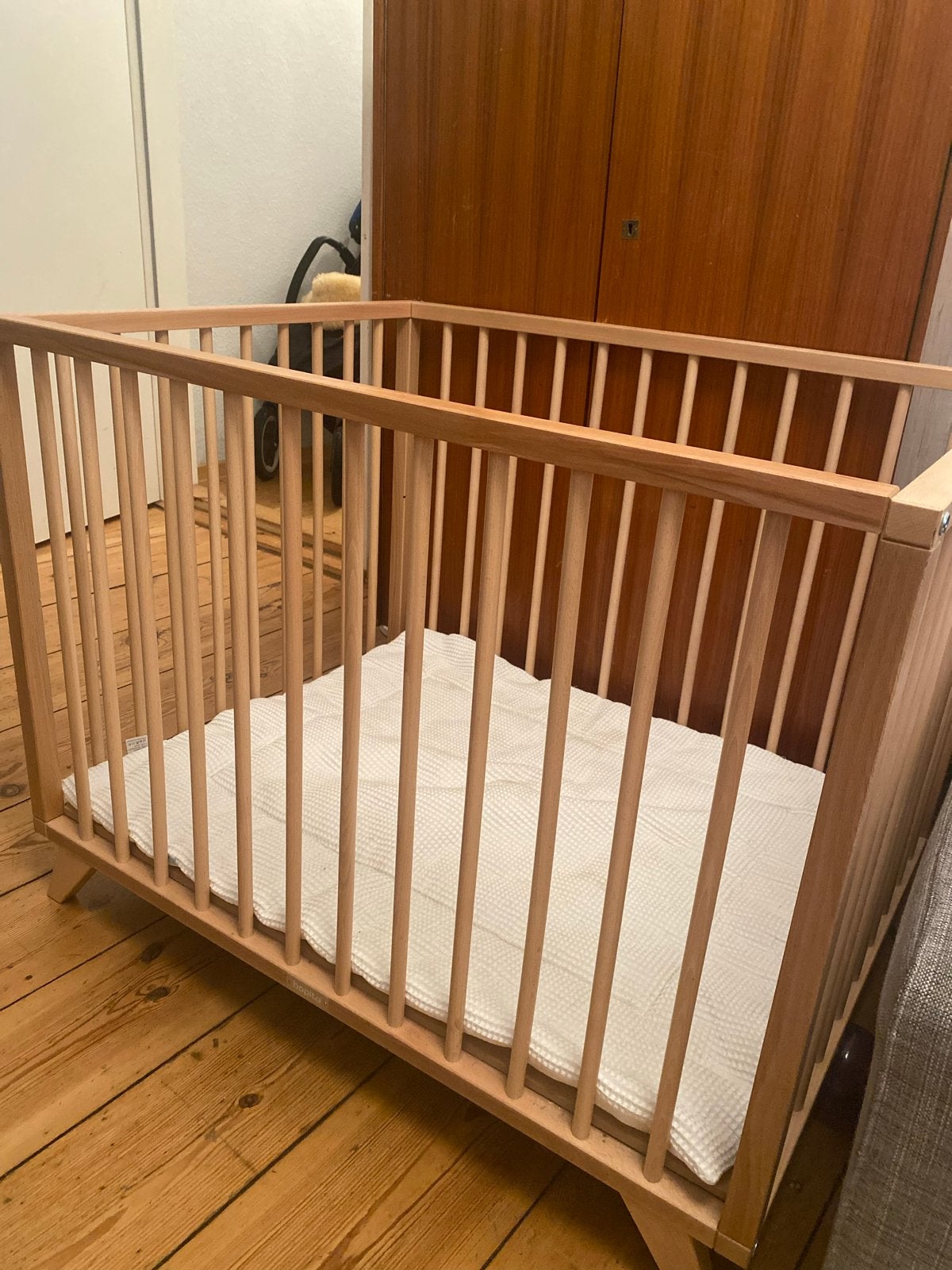 Bopita Ledikant box hout Retro Beuken Natuur, Ophalen, Zo goed als nieuw, Boxkleed