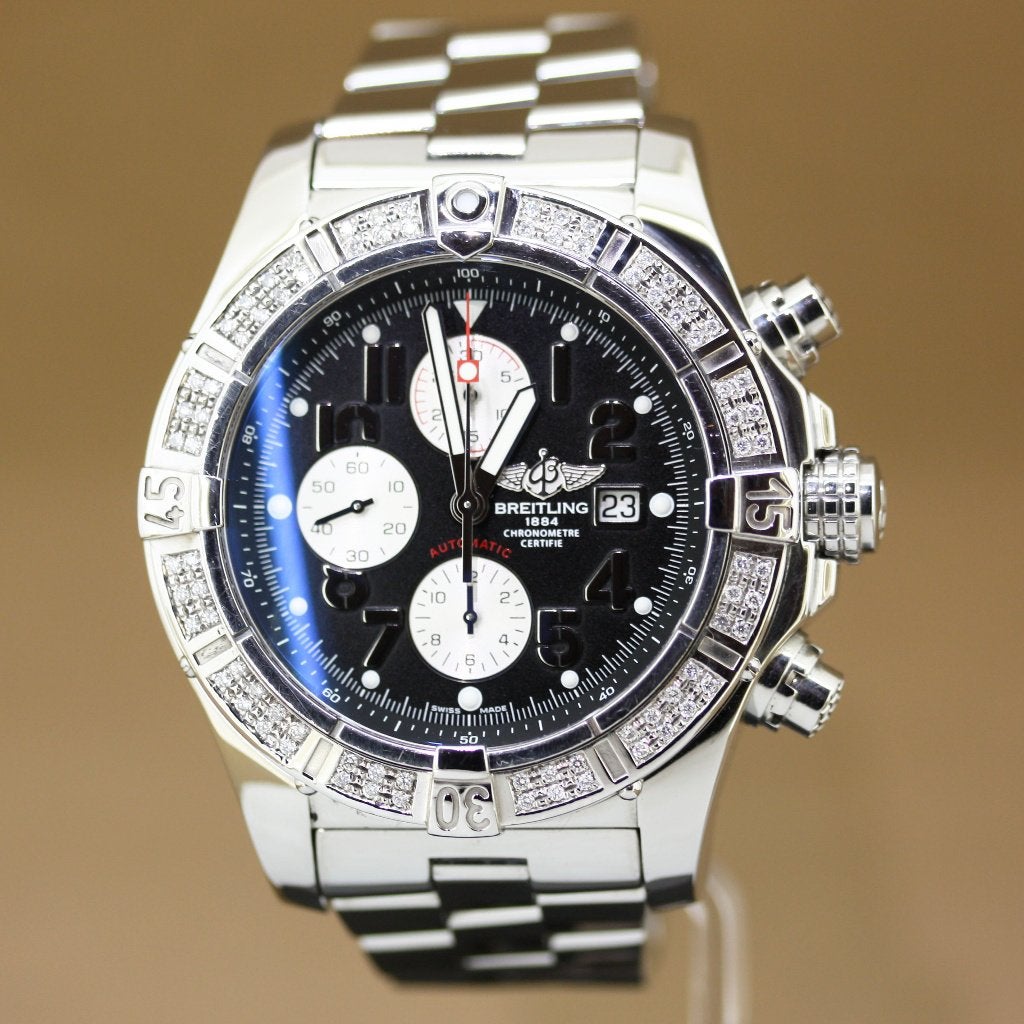 Breitling Super Avenger A13370 Diamant, Staal, Gebruikt, Staal, Breitling