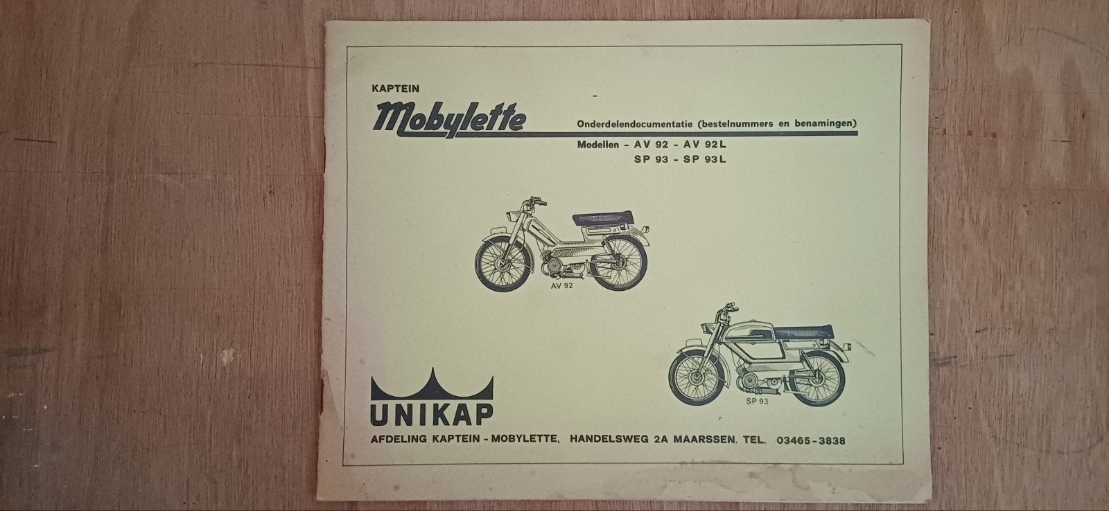 Mobylette onderdelendocu.  AV 92 - AV 92 L - SP 93 - SP 93L, Ophalen of Verzenden