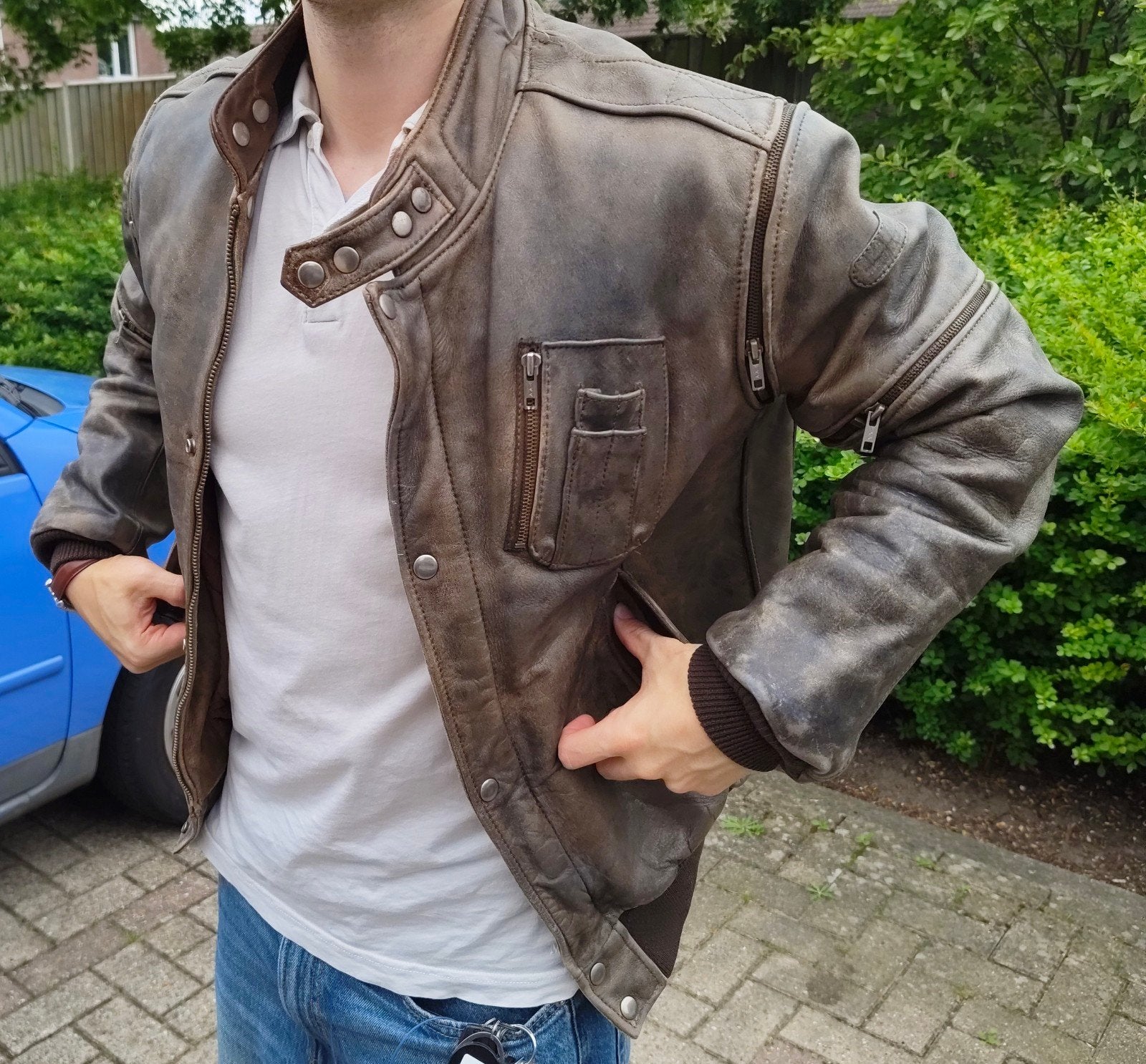 Vintage Hein Gericke Leren Jas Jaren '70 - Unieke Patina, Bruin, Overige maten, Ophalen of Verzenden, Hein Gericke