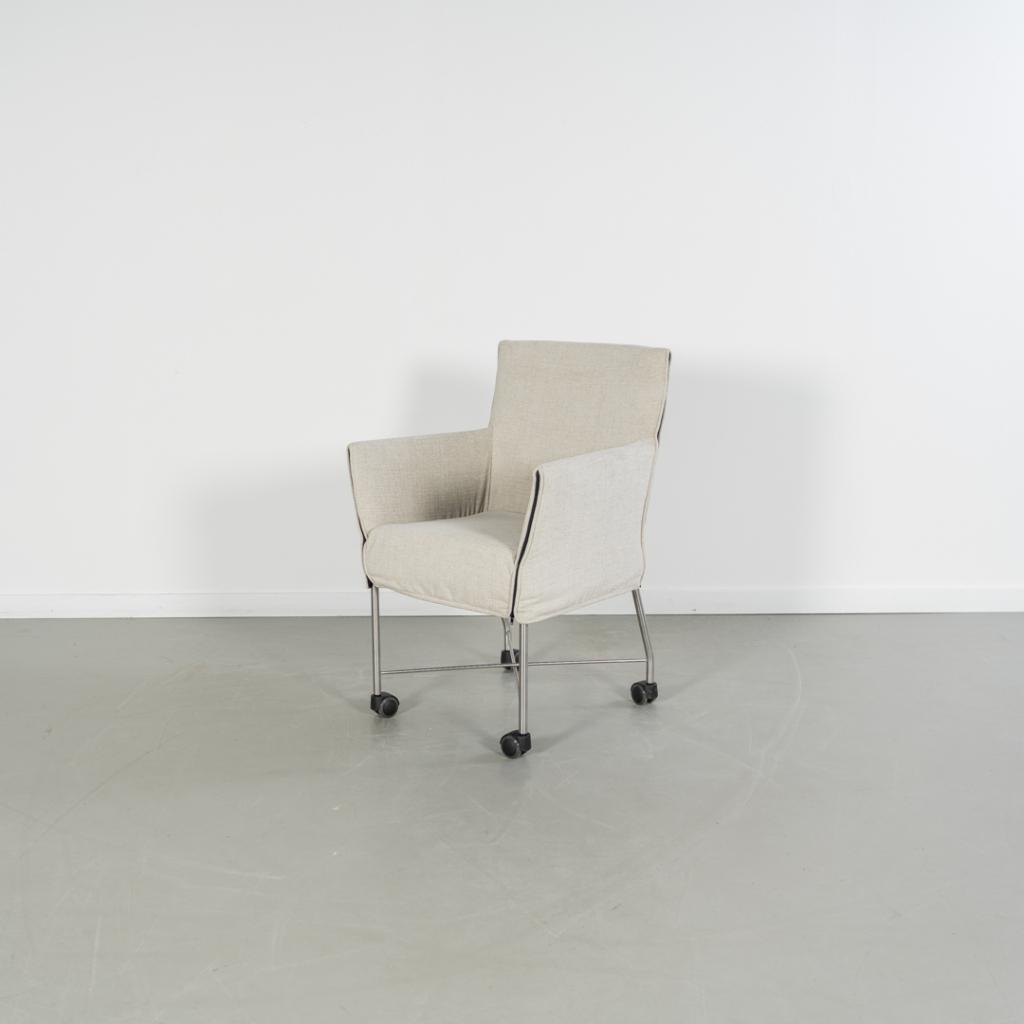 6x Montis Geraldine Eetkamerstoel Beige Stof - Chroom/Wielen, Niet ingevuld, Overige kleuren, Niet ingevuld, Ophalen of Verzenden