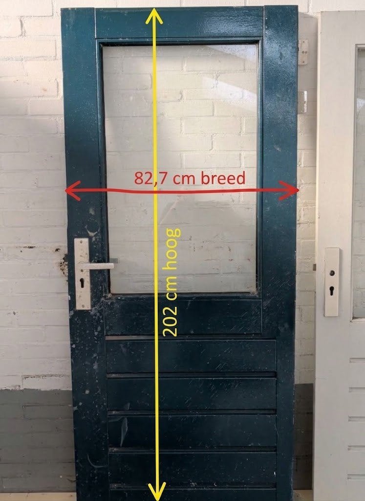 Hardhouten achterdeur met hr++ glas 202x82,7 cm, Ophalen, Gebruikt, 80 tot 100 cm, Buitendeur