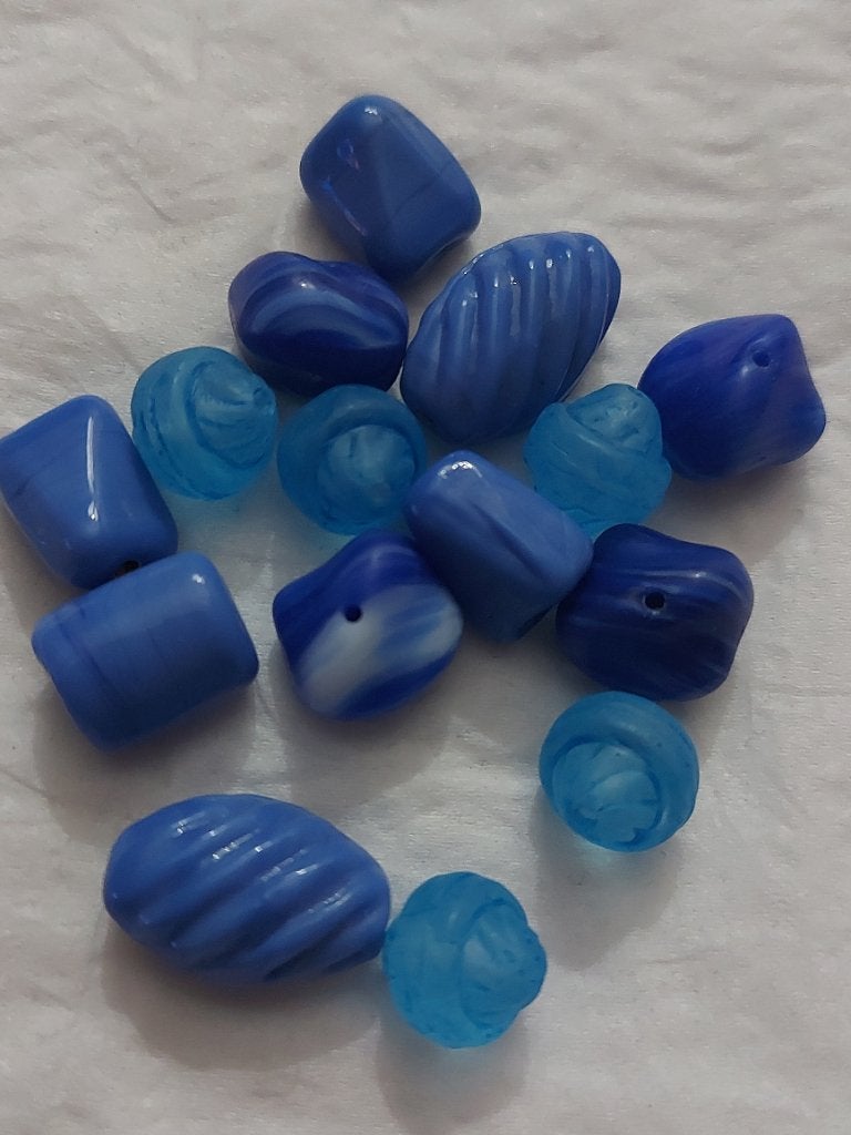 Mix verschillende blauwe glaskralen, Verzenden, Nieuw, Kraal