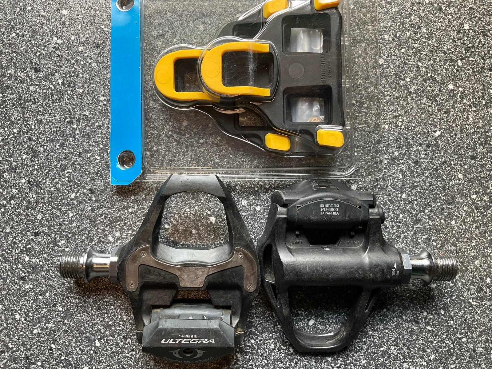 Shimano SPD-SL 6800 pedalen met schoenplaatjes, Fietsen en Brommers, Fietsonderdelen, Gebruikt, Crankstel of Pedalen, Overige materialen