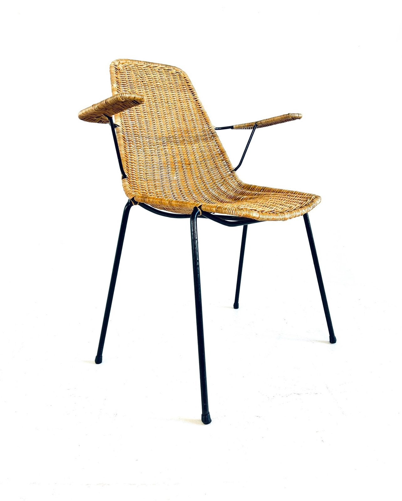 Vintage wicker chair, Campo & Graffi, Italië ‘50, Ophalen of Verzenden, Zo goed als nieuw, Metaal, Nvt