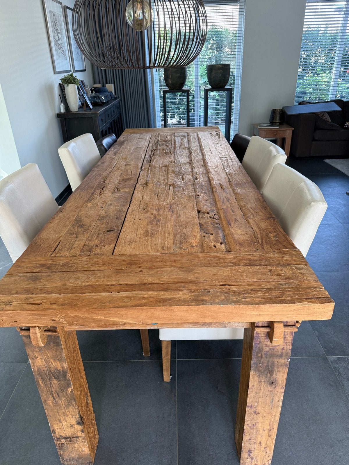 Robuuste Eettafel uit Java - 300x100 cm, Ophalen, Overige materialen, Gebruikt, 200 cm of meer