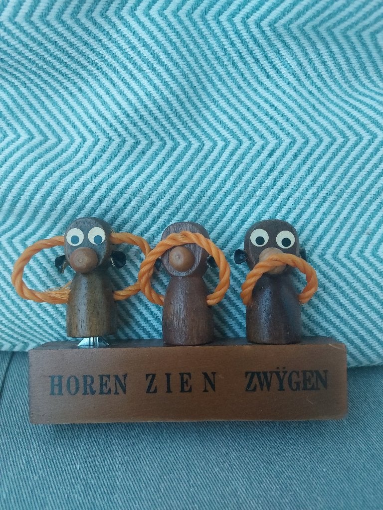 vintage houten barset, Verzamelen, Ophalen, Huis en Inrichting
