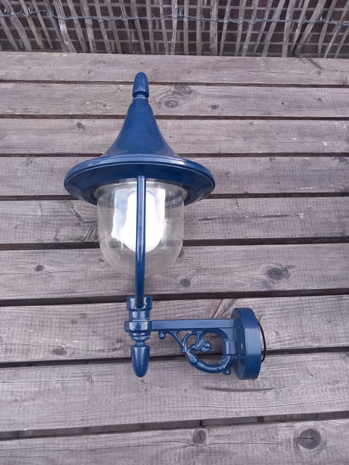 Gietijzeren wandlamp - Klassiek blauw design, Minder dan 50 watt, Wandlamp, Ophalen of Verzenden, IJzer