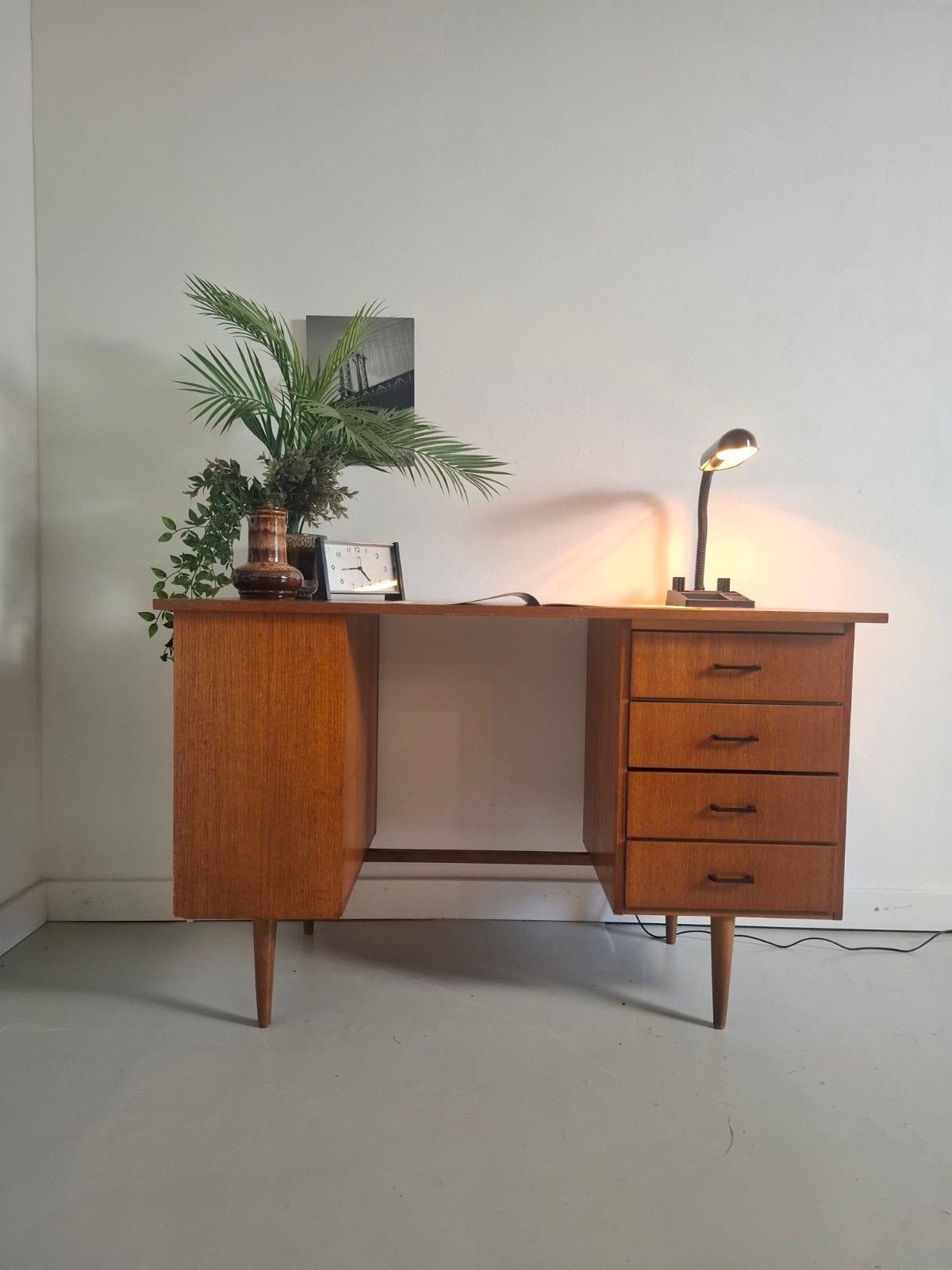 Vintage Scandinavisch Teak Bureau Mid Century Design, Ophalen of Verzenden, Gebruikt