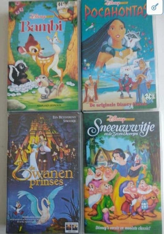 Disney Klassiekers VHS: Zwanenprinses,Bambi, Sneeuwwitje, P, Avontuur, Gebruikt, Alle leeftijden, Ophalen of Verzenden