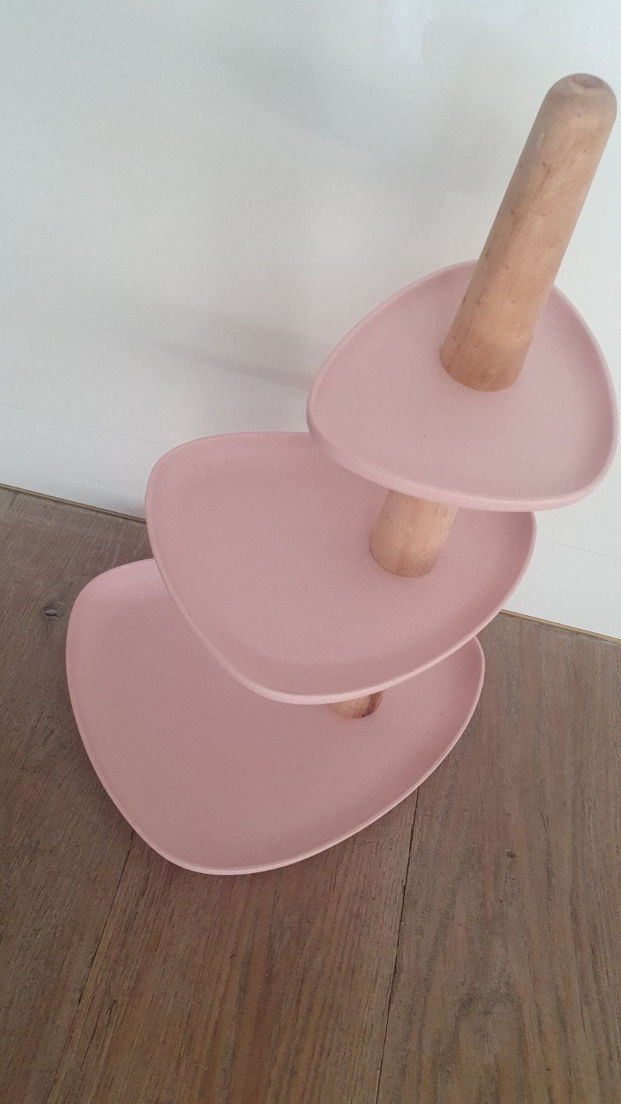 Bamboe 3 laags, etagere roze, naturel., Ophalen