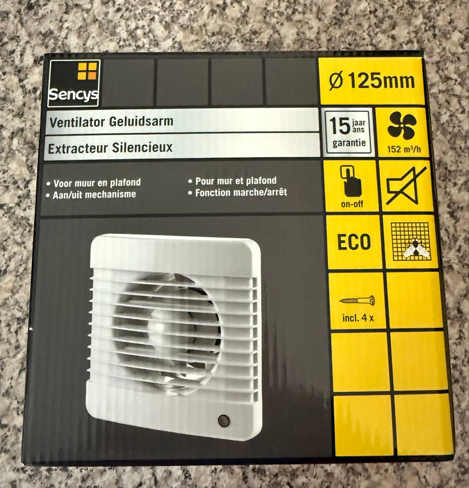 Sencys Geluidsarme Ventilator Ø125mm - Nieuw in doos, Ophalen of Verzenden, Nieuw, Ventilator