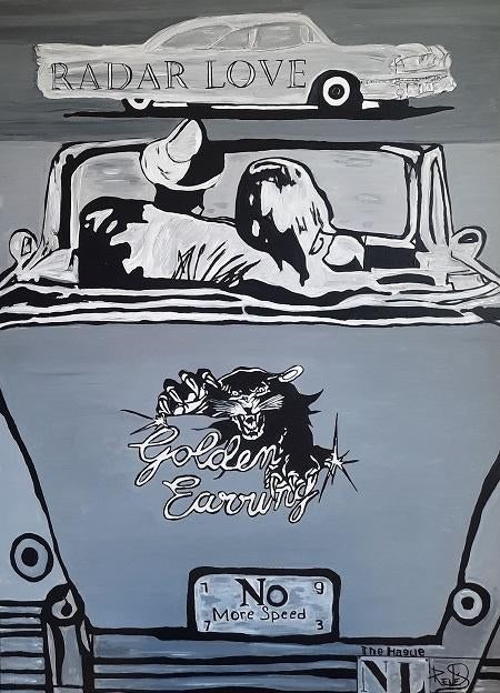 ''RADAR LOVE'' SCHILDERIJ GOLDEN EARRING, Antiek en Kunst, Ophalen of Verzenden