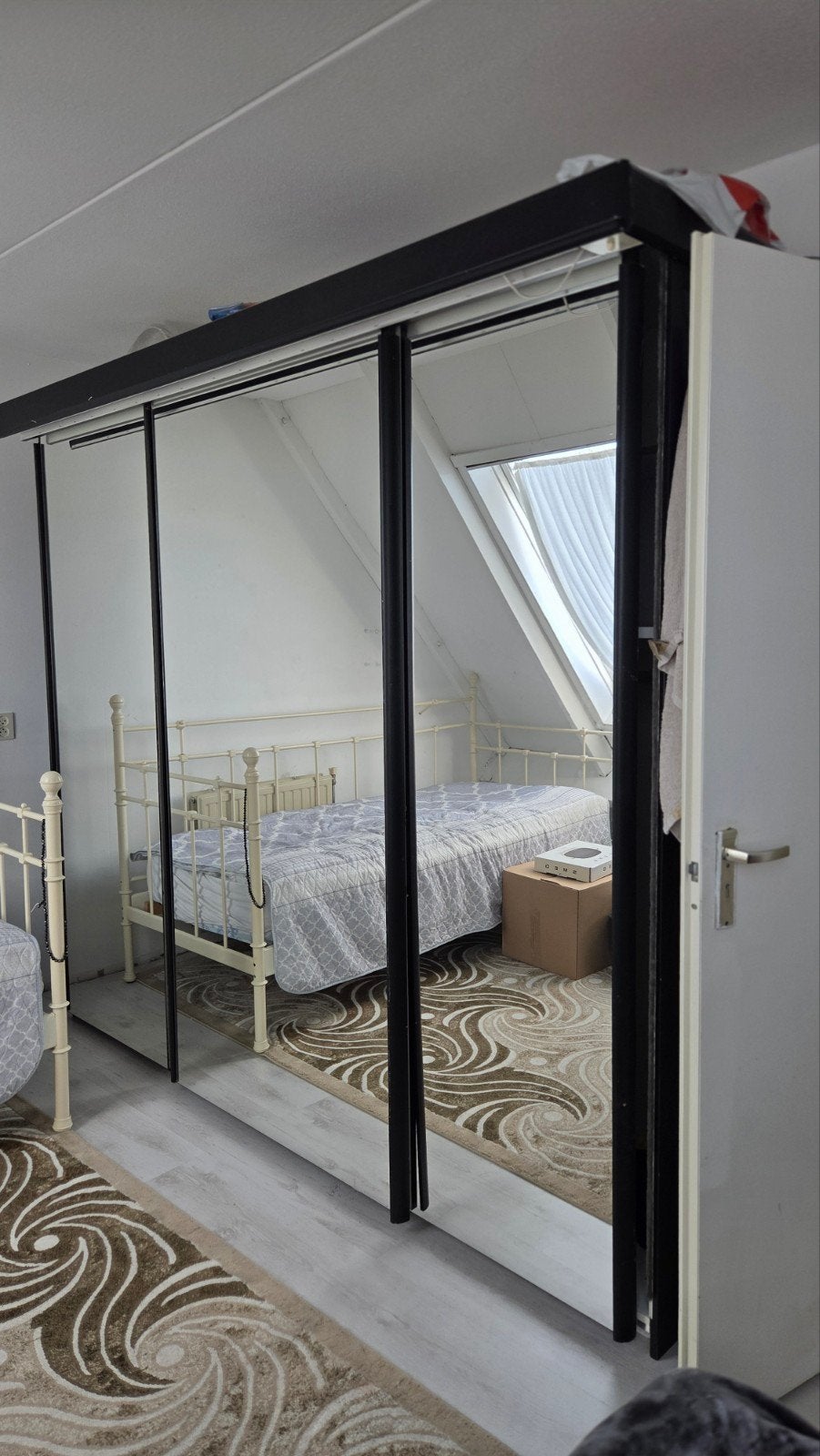 zwarte slaapkamer bed (exclusief matras) met kast, Ophalen, Gebruikt, Zwart, Tweepersoons