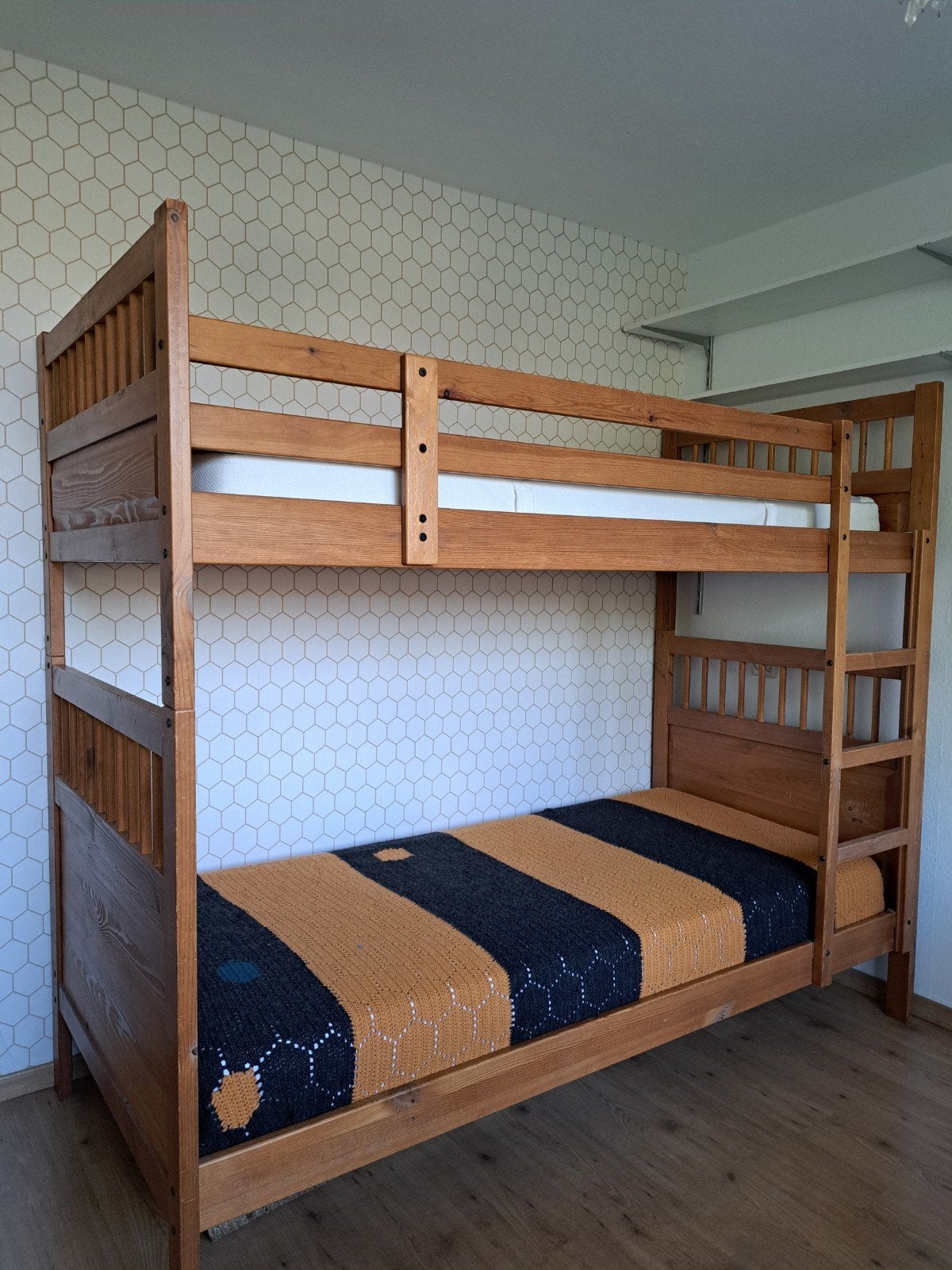 IKEA HEMNES deelbaar Stapelbed - Massief Hout, Ophalen, Gebruikt, 90 cm, Tweepersoons