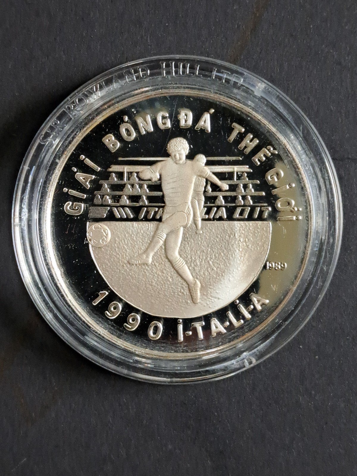 Vietnam 100 dong 1989 world cup 1990 Proof, Ophalen of Verzenden, Zuidoost-Azië, Losse munt, Zilver