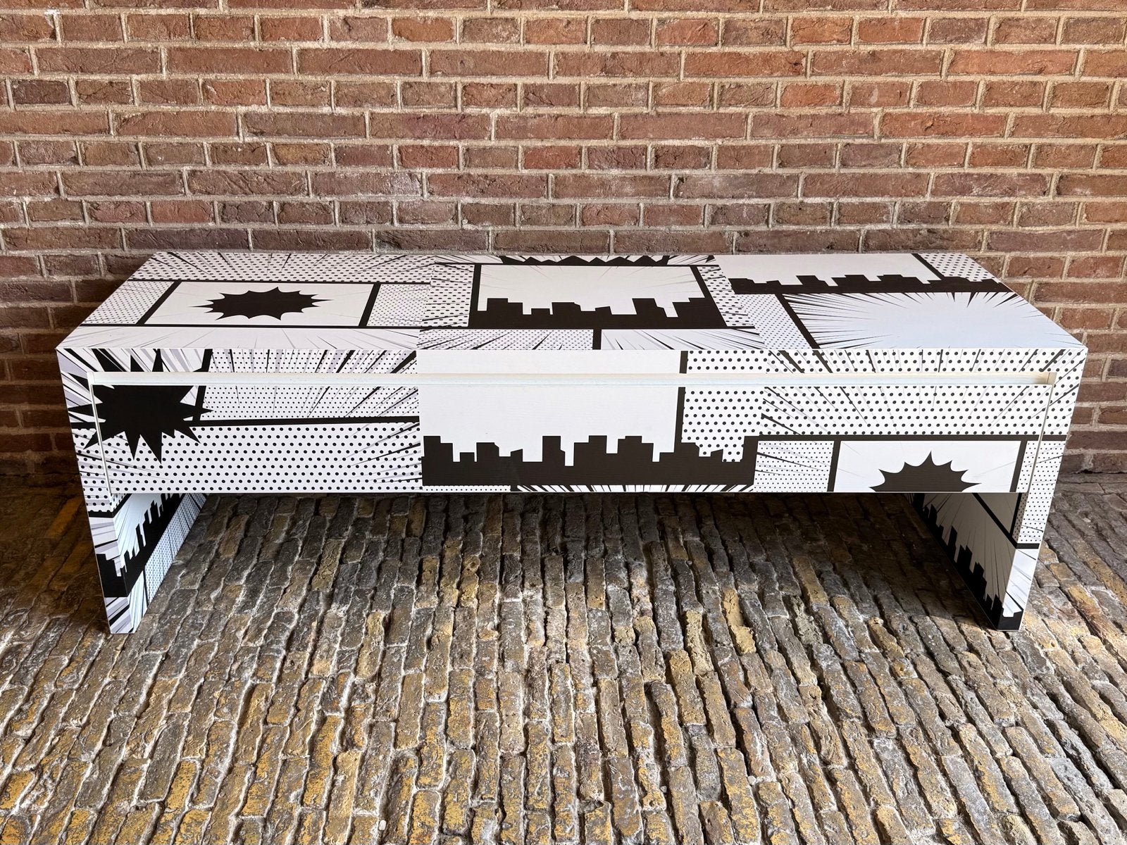 Maatwerk Ladekast met Pop Art print, Ophalen, Gebruikt, 100 tot 150 cm, 1 of 2 laden