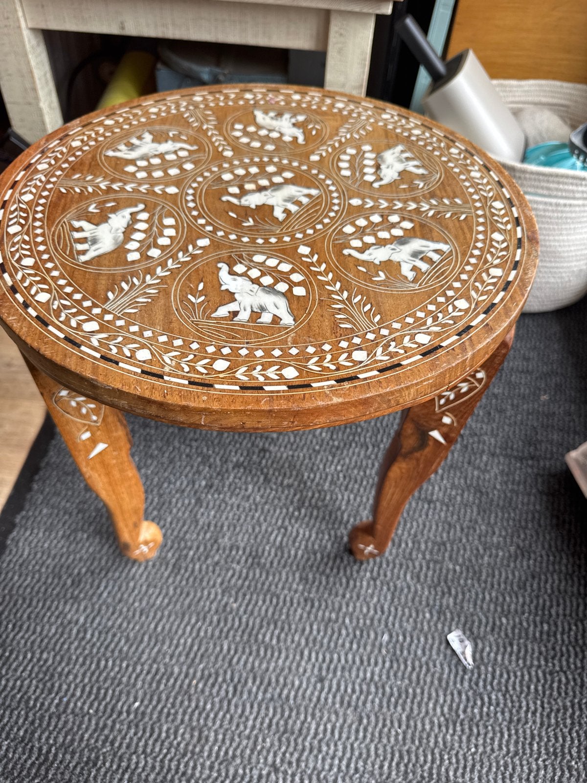 Anglo-Indische mozaiek olifanten bijzet tafel tafeltje, Ophalen of Verzenden
