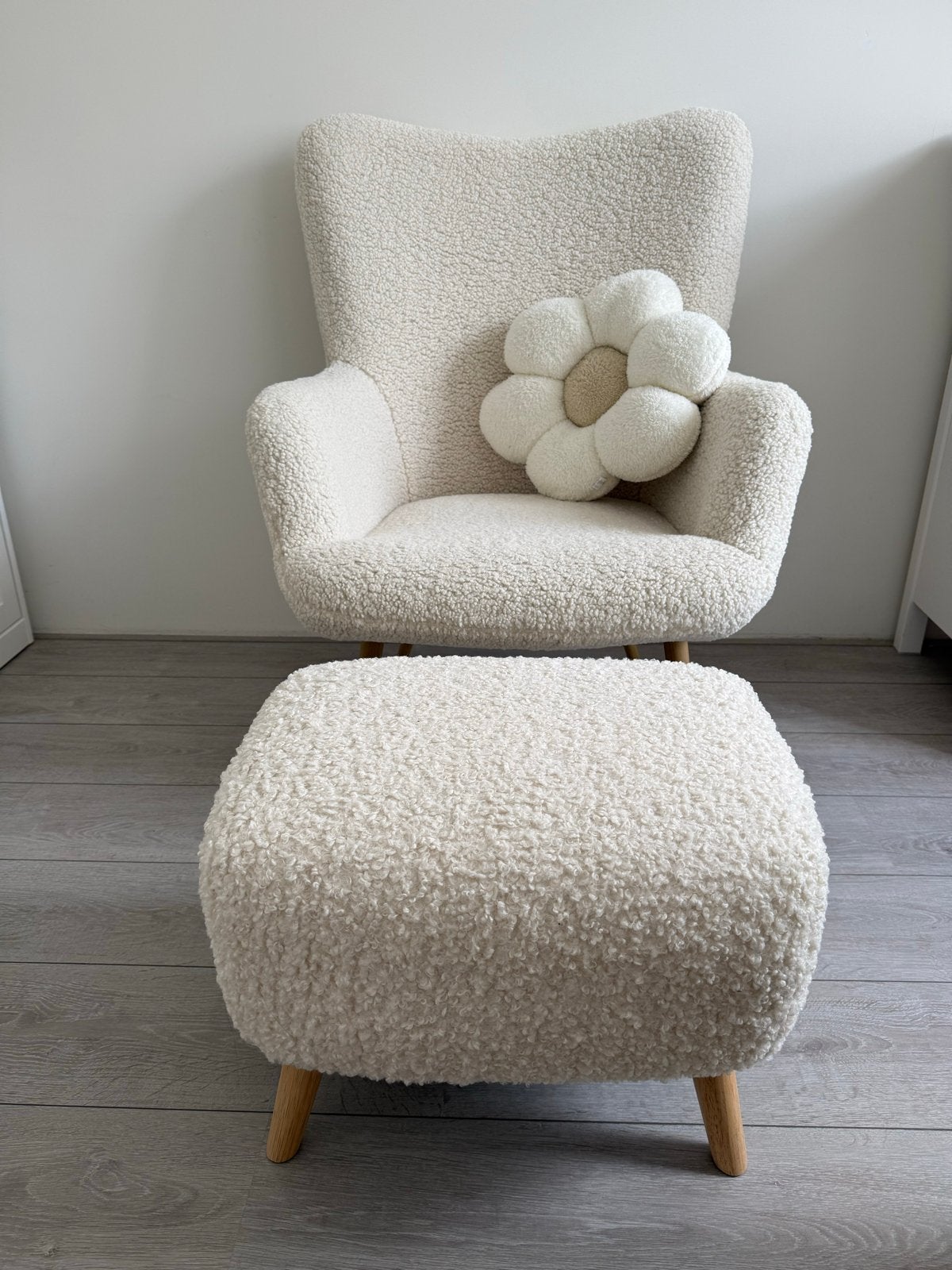 Teddy Fauteuil & poef/voetenbank- als nieuw, Ophalen, 75 tot 100 cm, Zo goed als nieuw, Stof