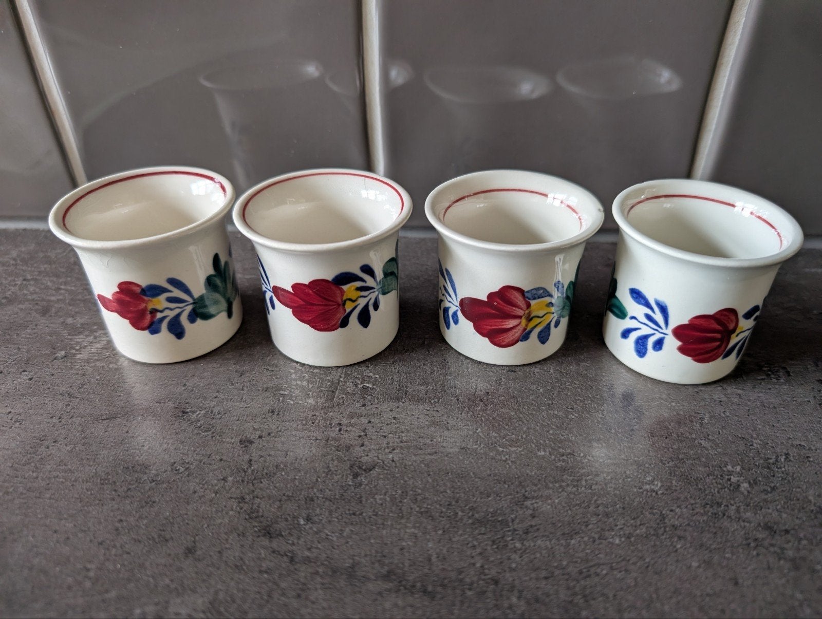 4 Boerenbond eierdopjes, Boch, Made for Royal Sphinx Holland, Ophalen