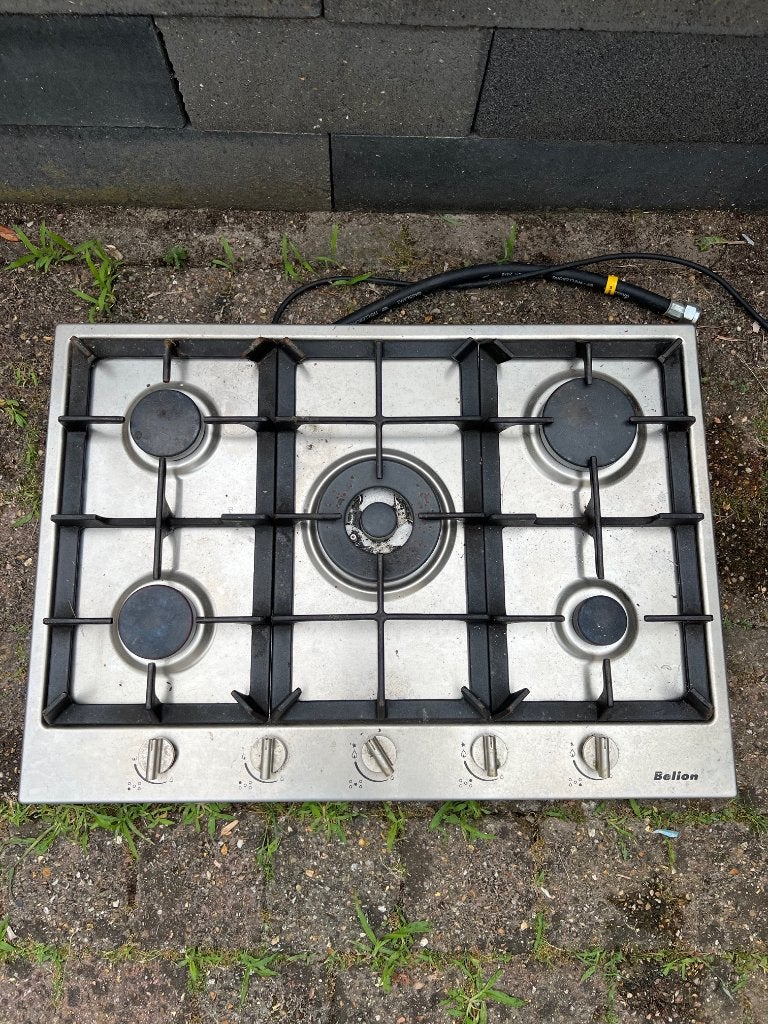 Belion Gaskookplaat 72cm 5-Pits RVS Inbouw, Huis en Inrichting, Keuken | Keukenelementen, Ophalen, Gebruikt, 50 tot 100 cm, Minder dan 100 cm