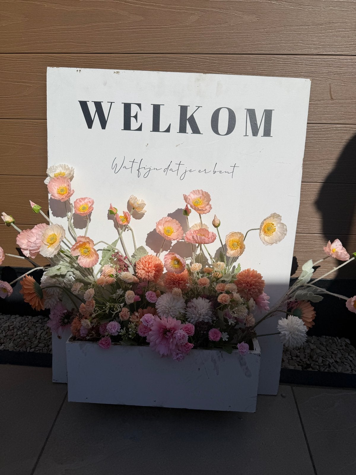 Welkomstbord met bloemen - 50x70CM, Ophalen, Hout, Meerkleurig, Landelijk