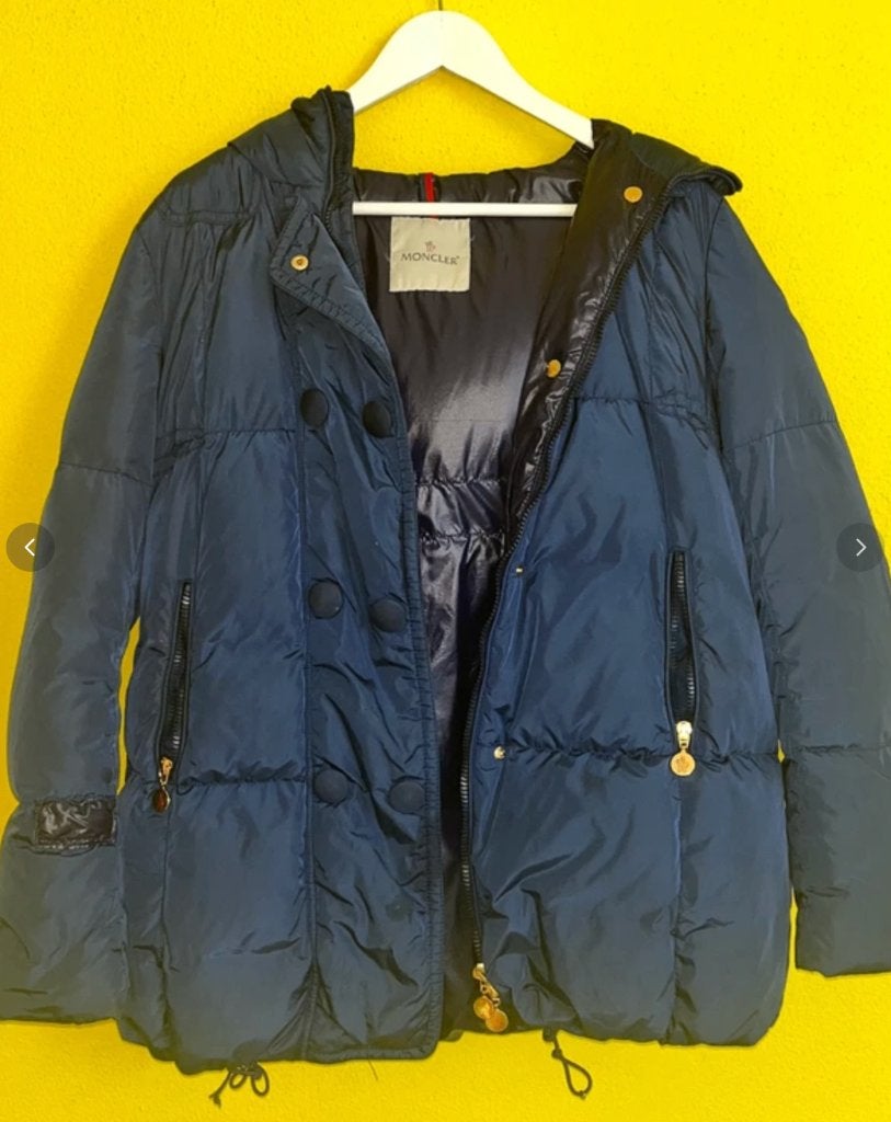 Moncler warme donsjas, Blauw, Moncler, Ophalen of Verzenden, Maat 36 (S)