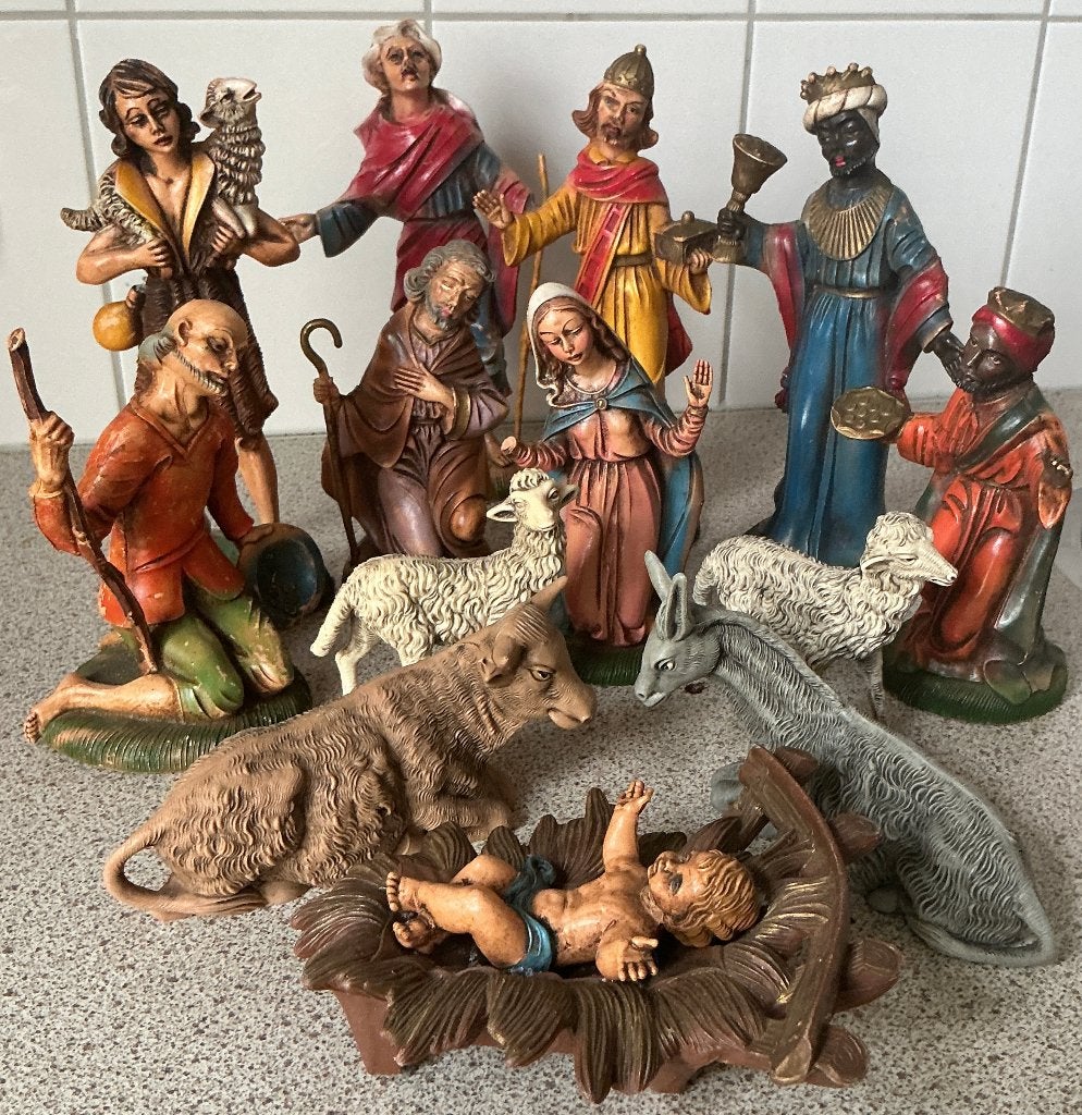 Vintage Italy 12 delige Heilge Kerst familie early plastics, Ophalen of Verzenden, Gebruikt