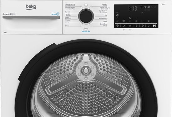Beko warmtepompdroger BM3T3824W - SteamCure - 8 kg, Nieuwe Hemweg 6-7 1013 BG Amsterdam, Minder dan 85 cm, Klantenservice@beko.nl