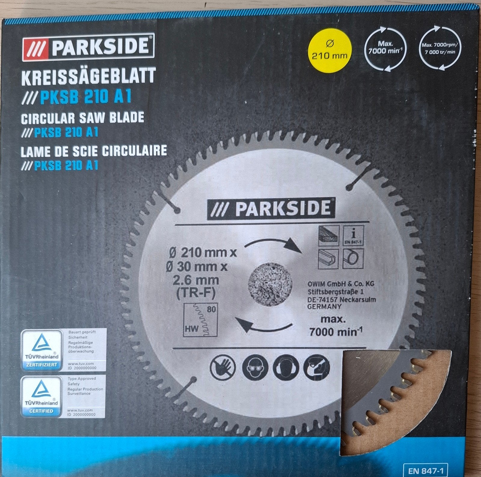 Parkside Cirkelzaagblad PKSB 210 A1 - 210mm, Ophalen of Verzenden, Nieuw, Cirkelzaag, Parkside