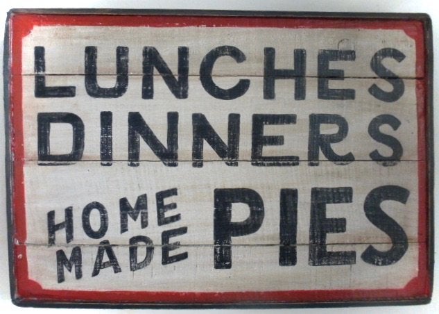 Handgeschilderd paneel/sign/Amerikaans/lunch/diner/taart, 39 cm, Ophalen of Verzenden, Zo goed als nieuw, B6