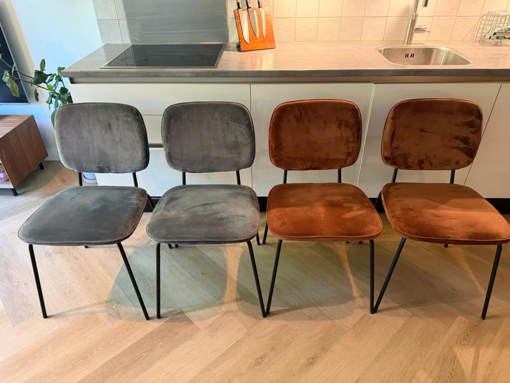 Set van 4 eetkamerstoelen House Doctor - grijs en roest, Ophalen, Gebruikt, Overige kleuren, Stof