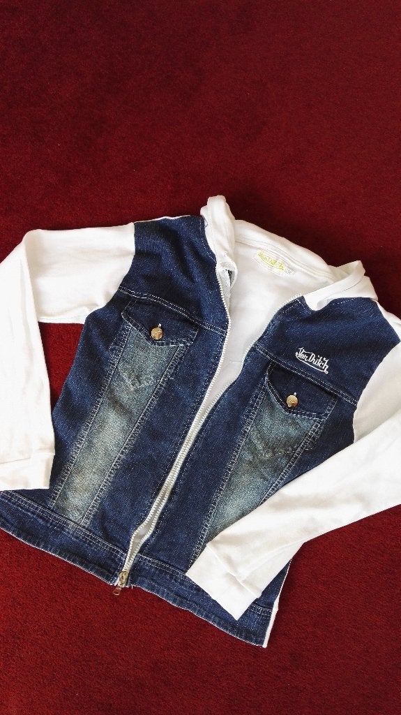 Trendy Von Dutch sweatjeans jasje-vestje Size:S/M Als NIEUW!, Blauw, Ophalen of Verzenden, Zo goed als nieuw, Maat 36 (S)