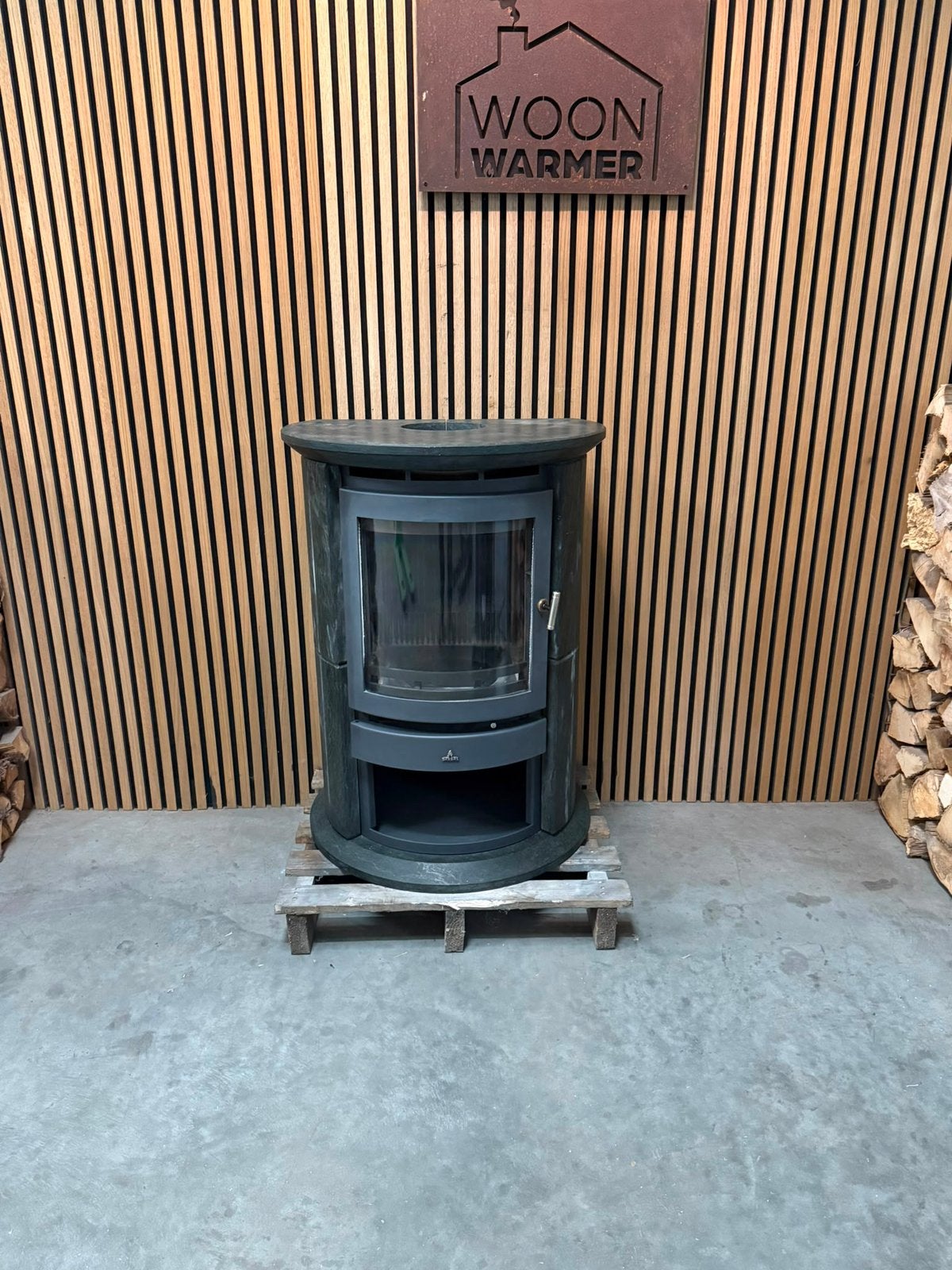 26070 Speksteenkachel Barbas eco 500 9kw, Ophalen, Info@woonwarmer.nl, Gebruikt, Houtkachel