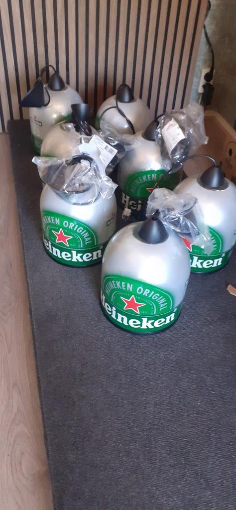 Heineken Barlampen - Per stuk of aan balkje, Huis en Inrichting, Nieuw, Industrieel, Bar, Vintage, Ophalen of Verzenden, Minder dan 50 cm